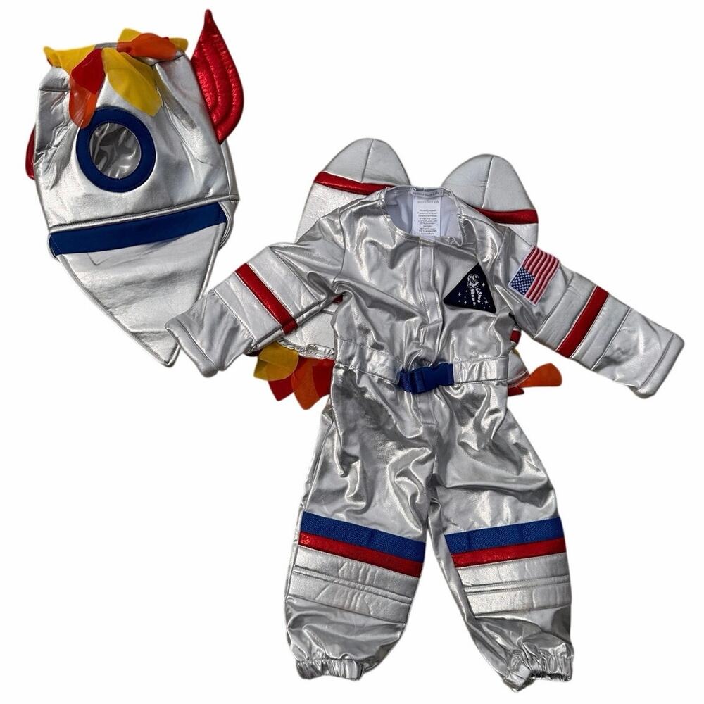 POTTERY BARN KIDS BABY SILVER ASTRONAUT LIGHT UP HALLOWEEN COSTUME 2T